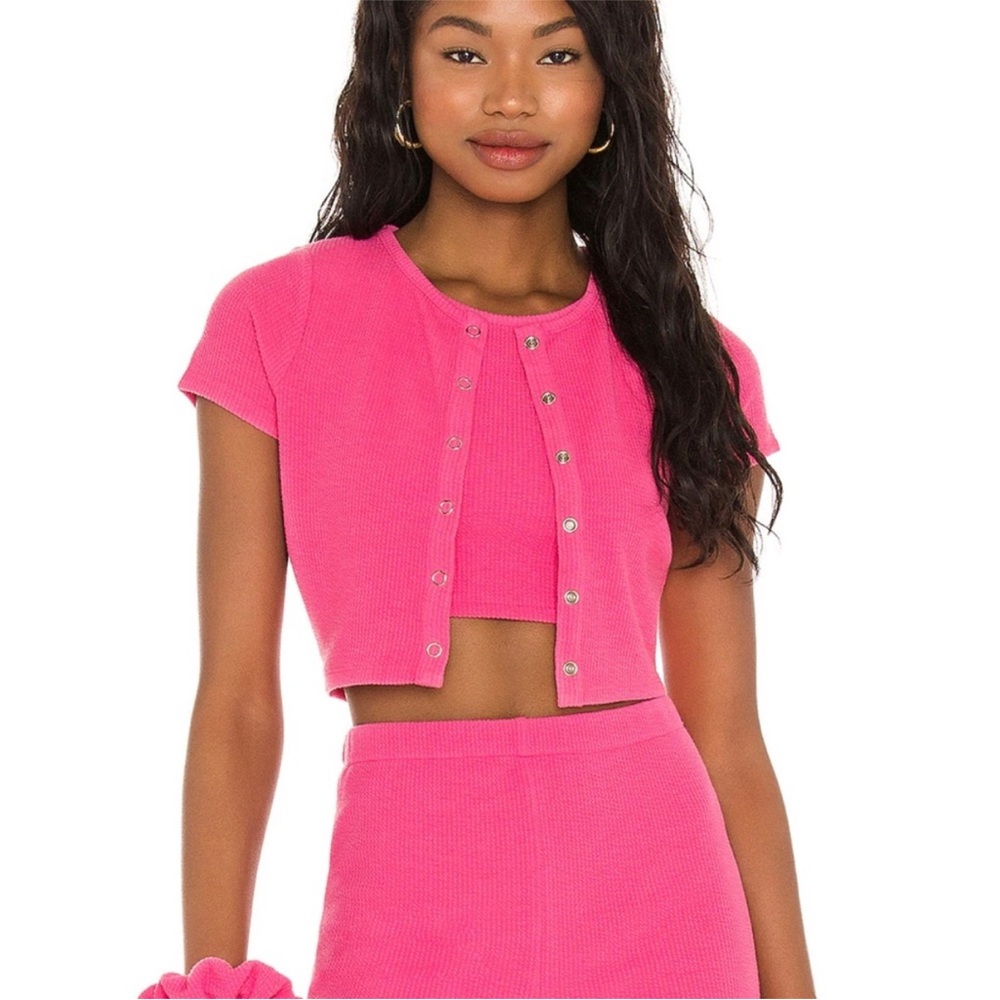 Pink Revolve Cropped Cardigan